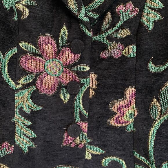 Erin London Tapestry blazer jacket womens PS brocade vntg artsy shoulder pads - Picture 2 of 13